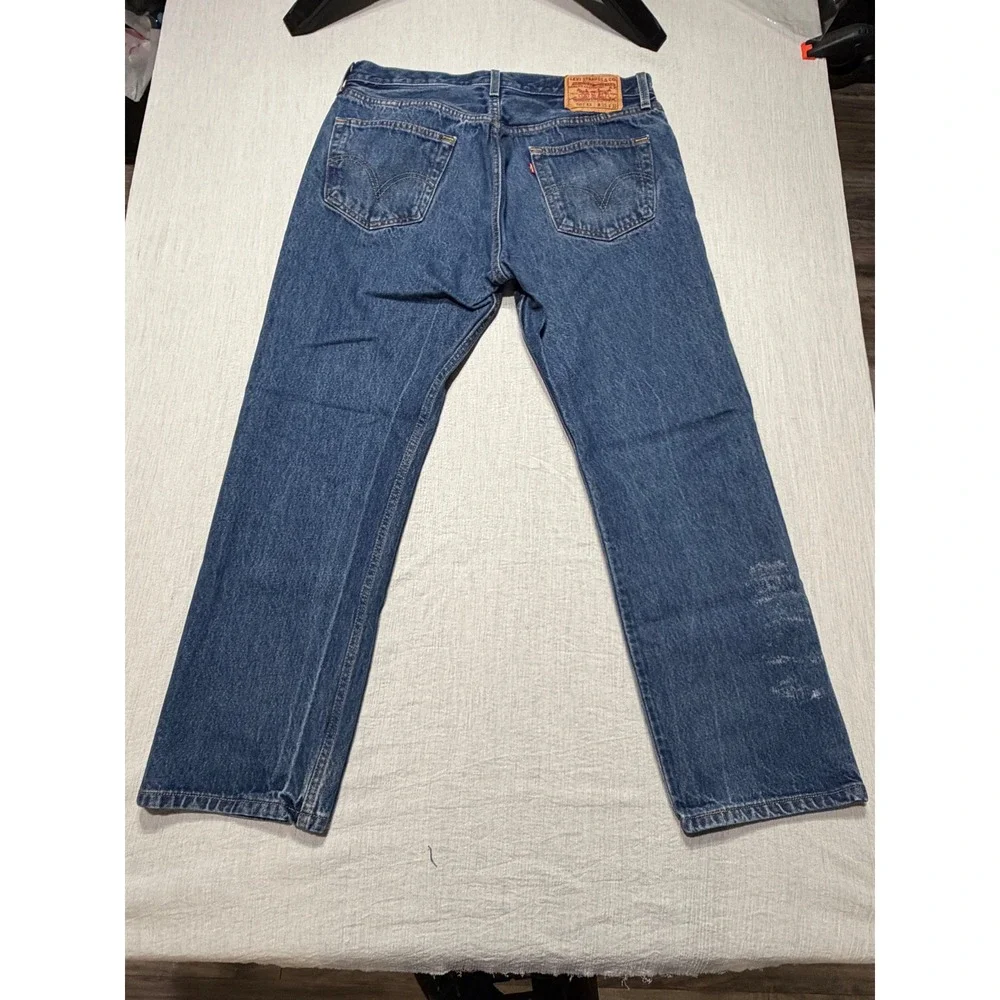 Levis 501 XX Mens Straight Leg Blue Denim Button Fly Jeans W35 L31 Medium Wash